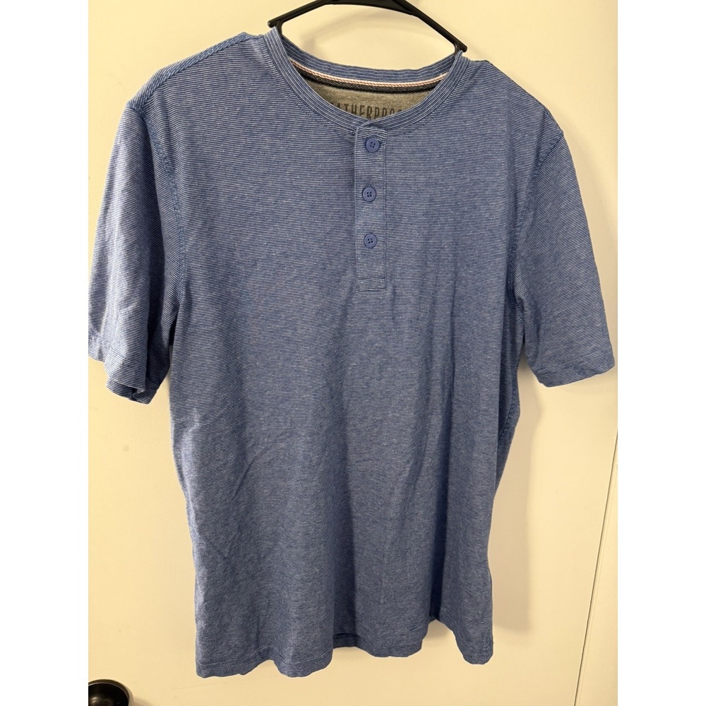 Weatherproof Vintage Henley Shirt Mens M Blue Short Sleeve Knit Cotton Casual